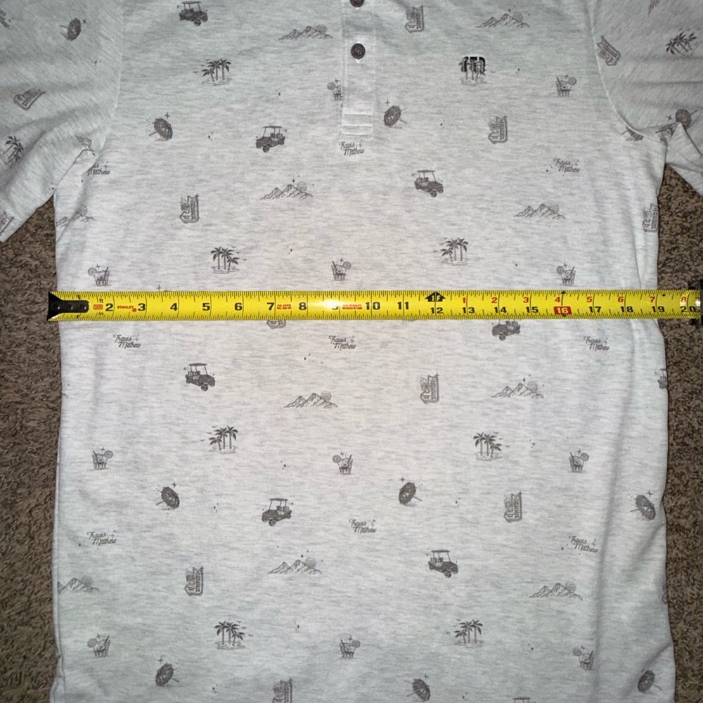 Travis Matthew Polo Shirt Mens Medium Gray Golf Casual All Over Print - Picture 7 of 8